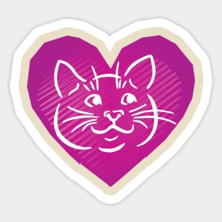 Cat Heart Love Sticker